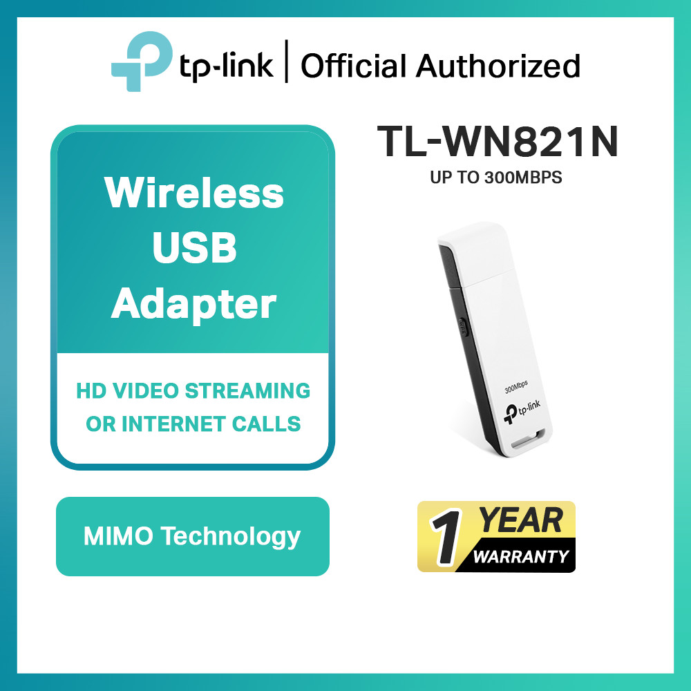 TP-Link TL-WN821N N300 USB WiFi Dongle High Gain Antenna WPS Mac Compatible SNI Garansi Resmi
