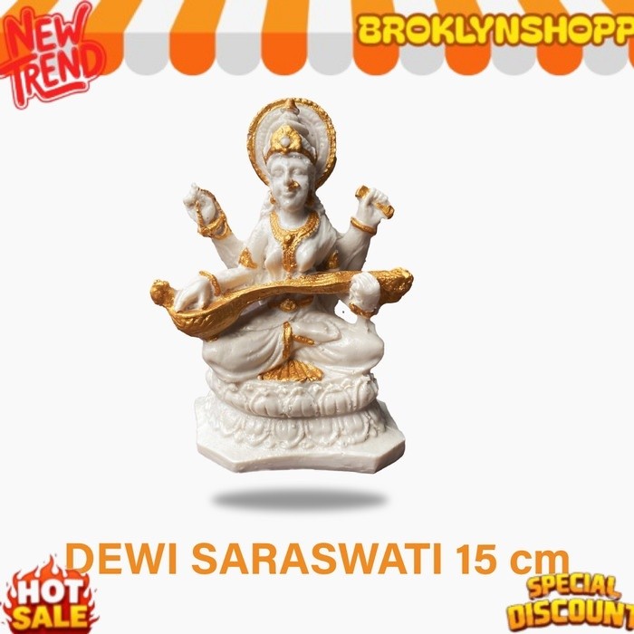 Patung Dewi Saraswati Resin - Patung Saraswati Fiber - Saraswati Statue - Patung Dewi Hindu - Patung