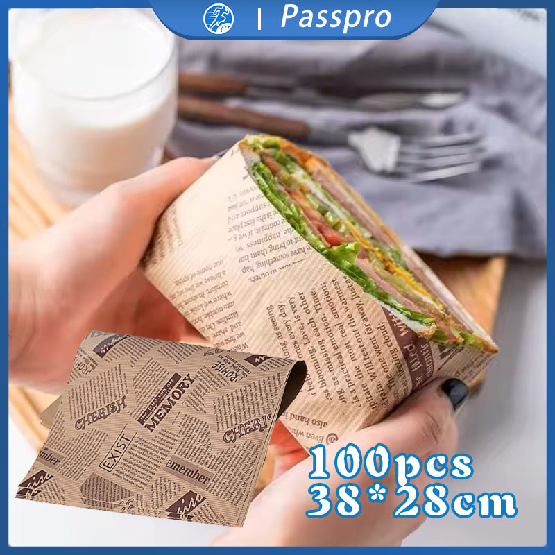 Kertas Roti Motif 100pcs Kertas Roti Kue Burger Non-Stick Kertas Roti Baking Paper Motif Parchment P