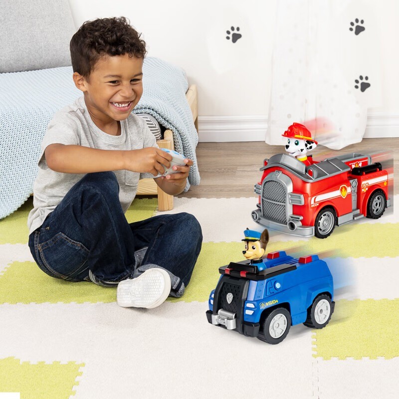 Official Paw Patrol Remote Control Car - Wireless RC Police Vehicle Toy Set with Marshall&ase, Kids 