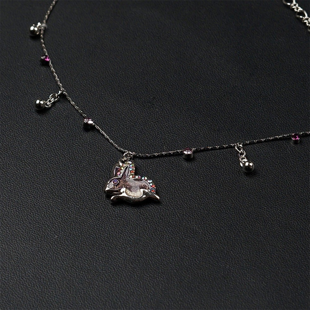 Gelang Kaki Kelinci Lucu dengan Kristal Ungu – Aksesoris Hewan Peliharaan Trendy, Perhiasan Kelinci 