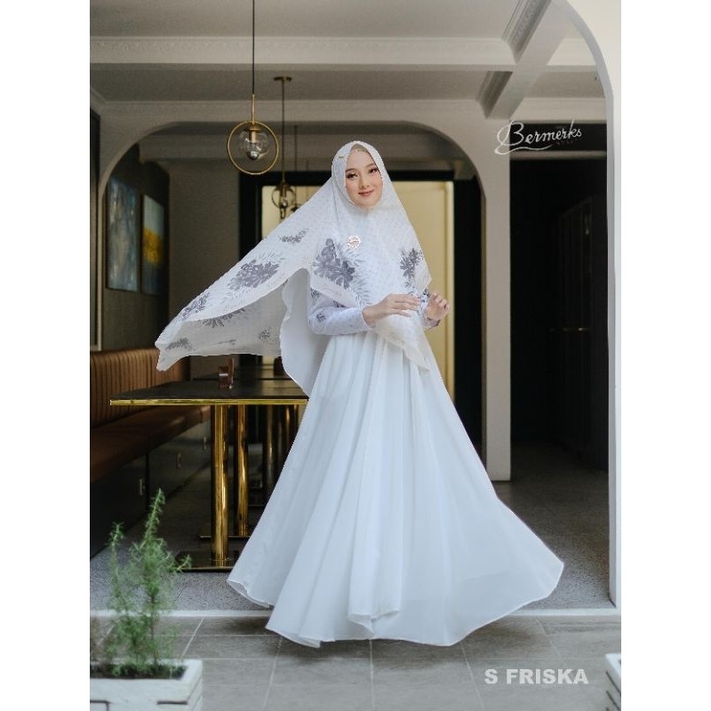 PROMO Gamis ceruty babydoll set khimar Friska Maura Haira Sheila ori bermerks model terbaru mix jers