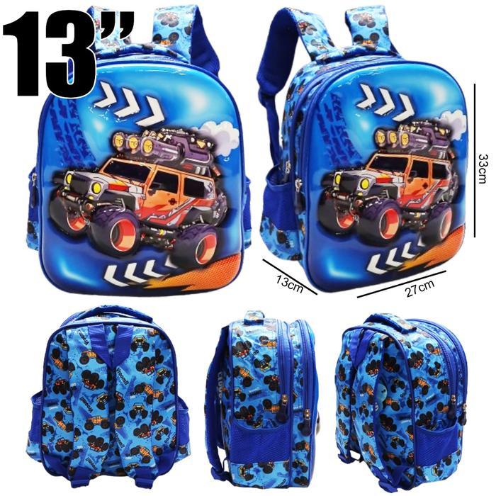 SALE PROMO TAS RANSEL ANAK LAKI LAKI SEKOLAH TK JAGOAN TIMBUL 2RESLETING - MOBIL JEEP 2RES 13" TK