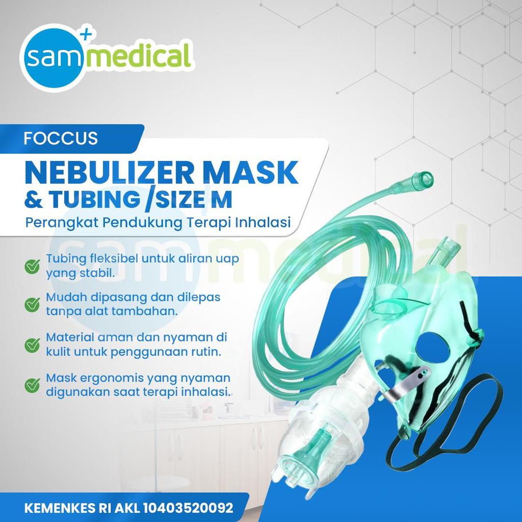 Foccus Nebulizer Mask /  Masker Nebulizer / Mask Nebulizer /  Masker Tempat Obat Uap Dewasa Anak Bay