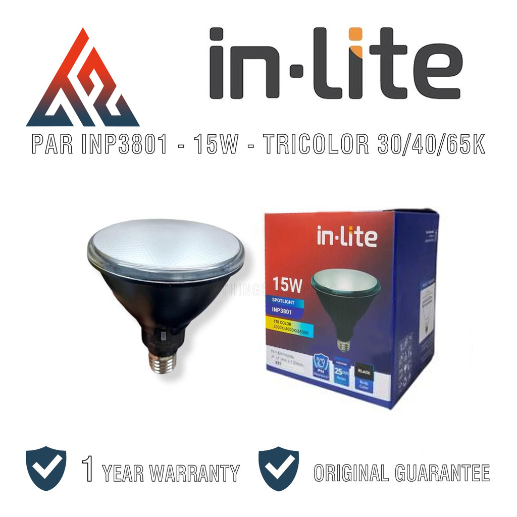 Inlite INP3801 LED Lampu PAR 38 E27 Spotlight 15W Tricolor Putih / Kuning - In-Lite PAR38 Spot Light