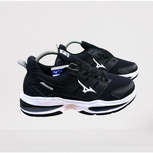 (HANUNSTOR) Sepatu Mizuno Pria Model Running Hitam Putih - Sepatu Olahraga Volly - Spatu Sneakers Pr