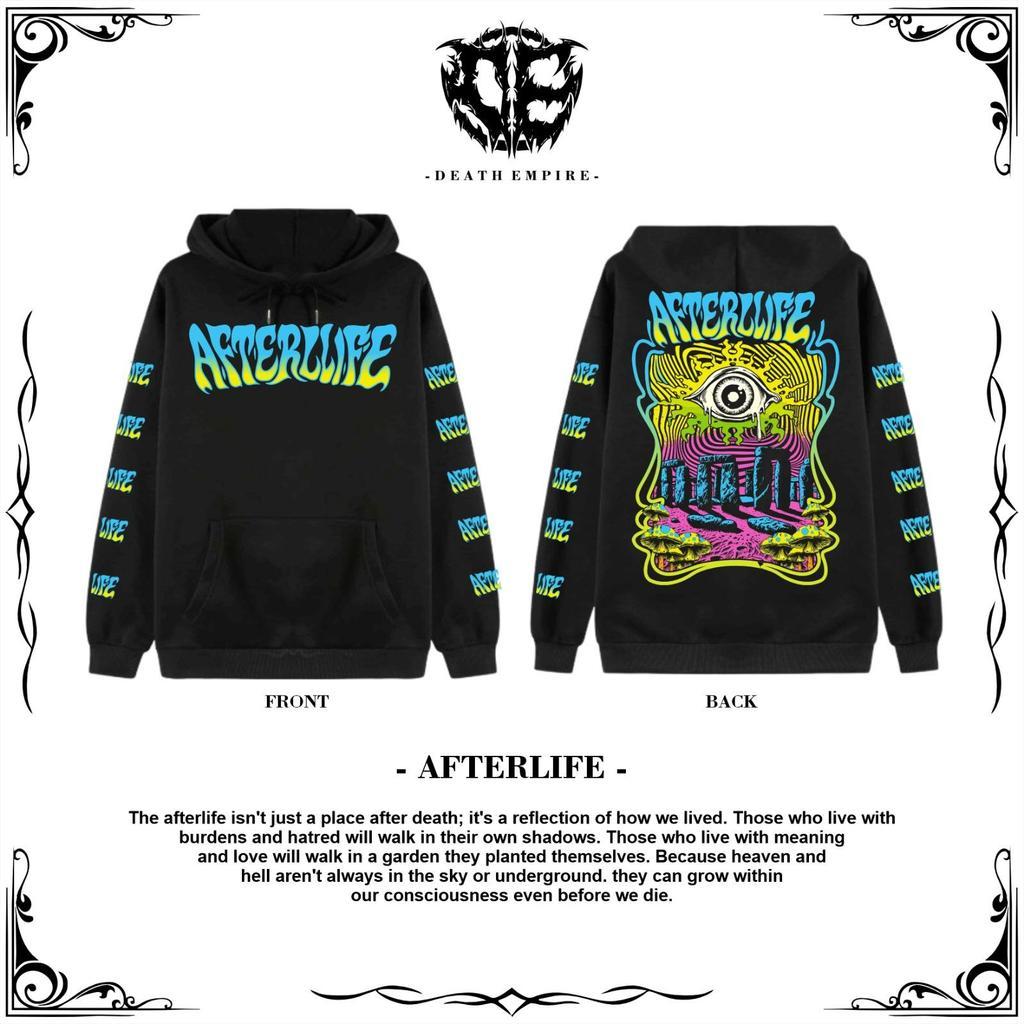Hoodie Jaket Netral Afterlife Sablon Distro DTF Desain Terbaru Kalcer Metal Model Jumper Fleece 240g