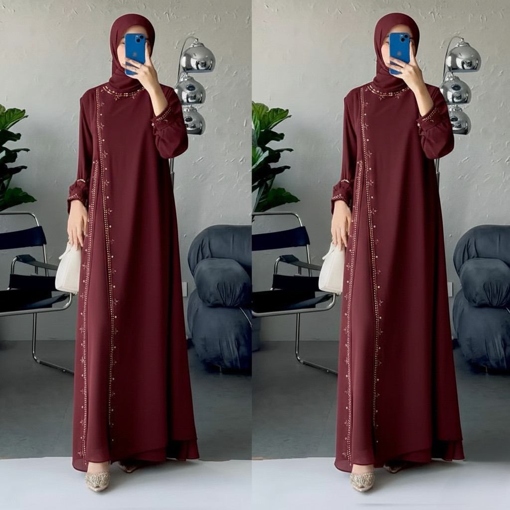 Spesial Ramadhan FC // Melisa Abaya Gamis Ceruty Lebaran 2026 Wanita Muslim Model Gamis Terbaru Warn