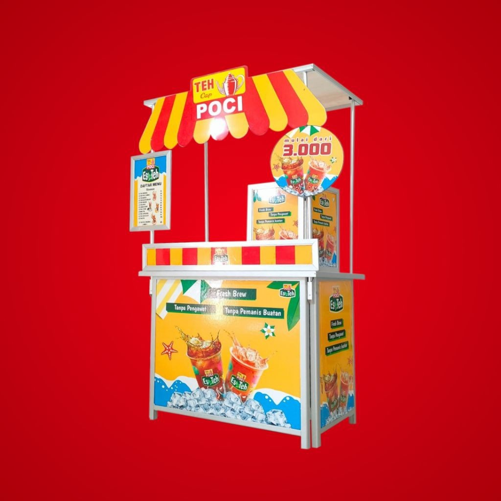 Booth Portable Alumunium Es teh Full Variasi