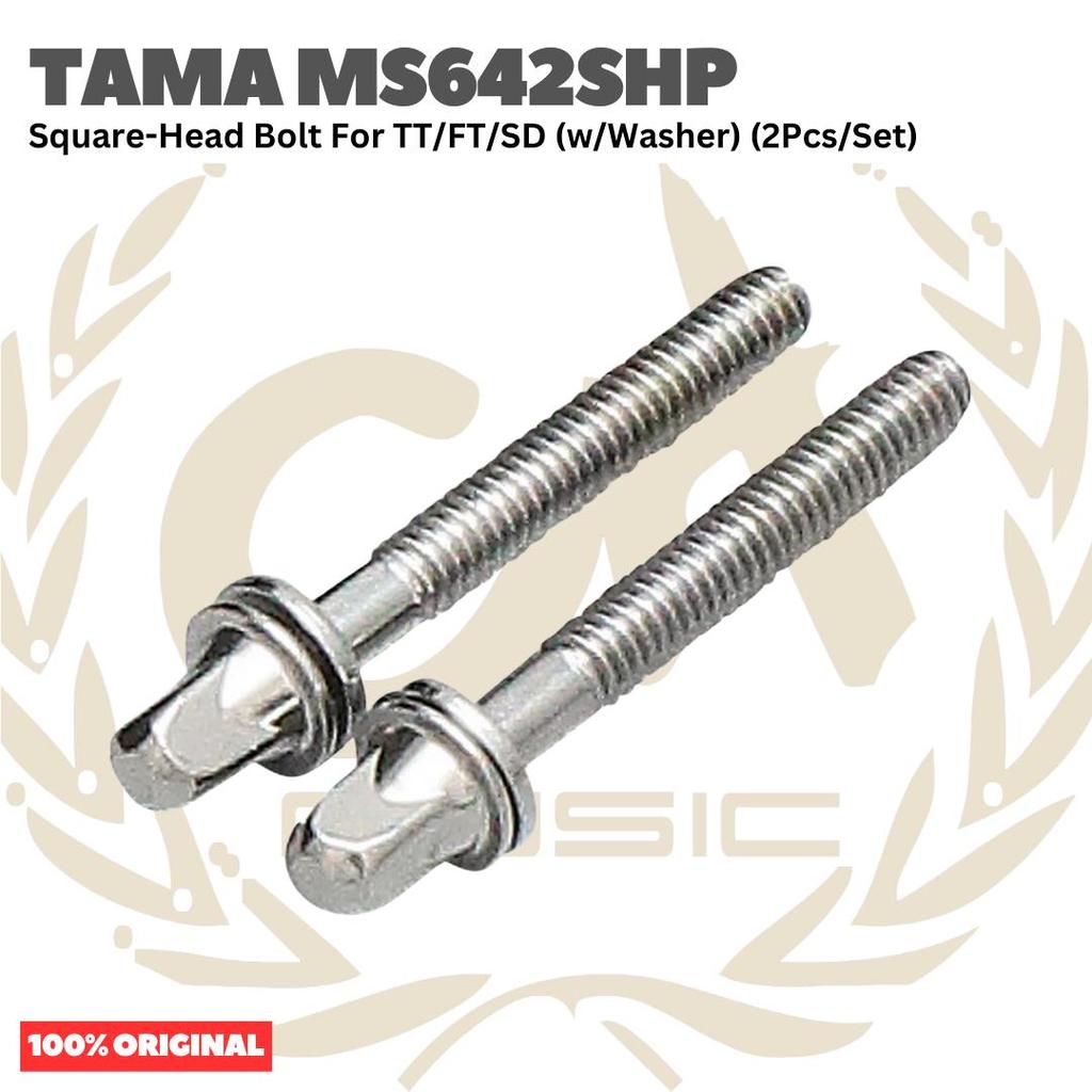 TAMA MS642SHP Square-Head Bolt For TT/FT/SD (w/Washer) (2Pcs/Set) - Aksesoris Baut Sekrup Drum Origi