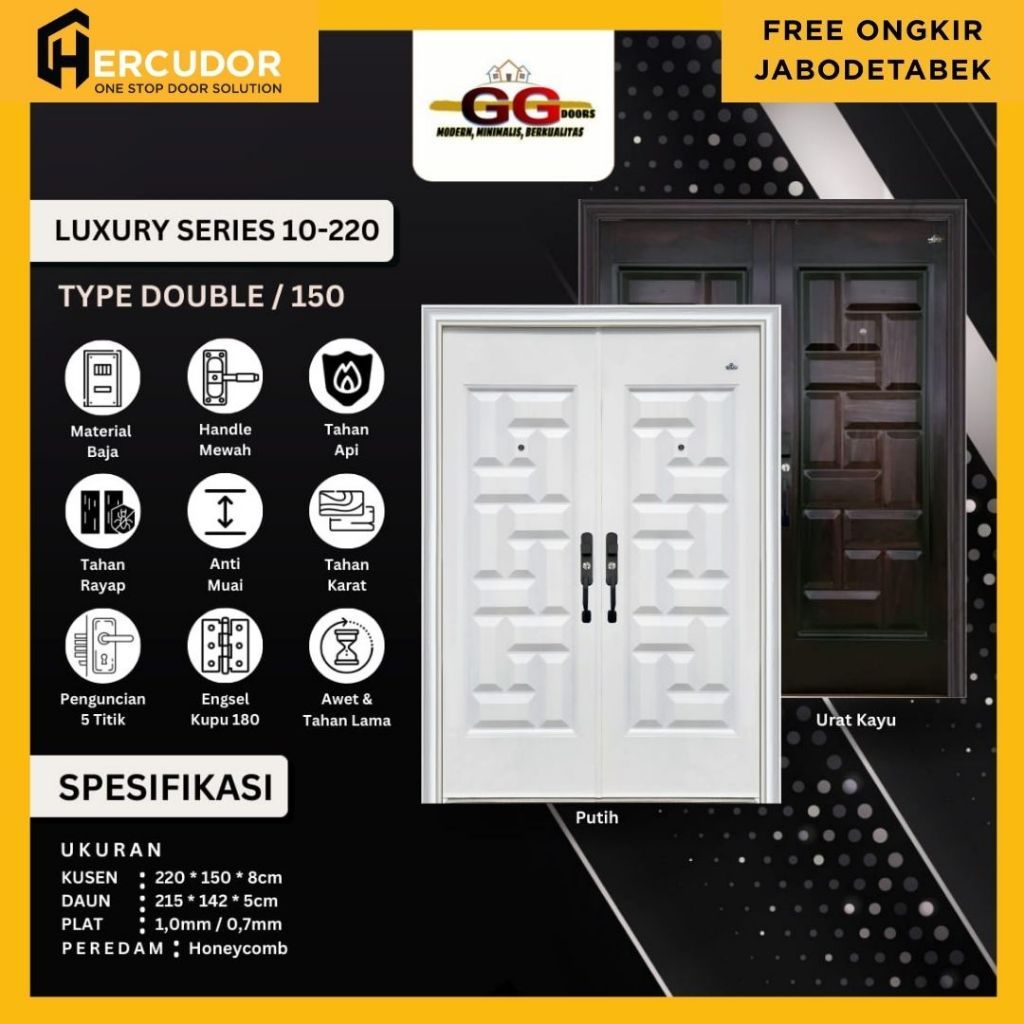GG LUXURY-220 DD - Pintu Utama Baja Premium GG Luxury - Double 150x220