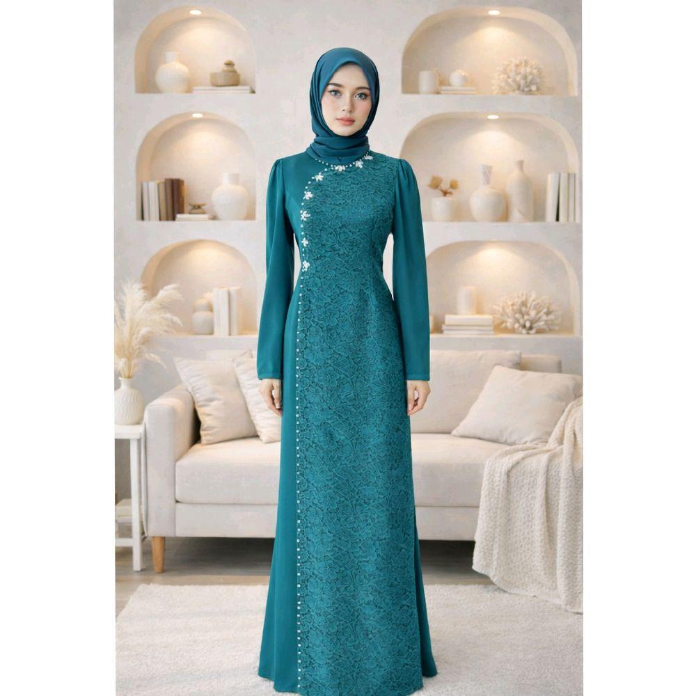 Dress Leona - Gamis Mewah Pesta Kondangan Gaun Panjang Remaja Dewasa Satin Silk Model Terbaru Humair