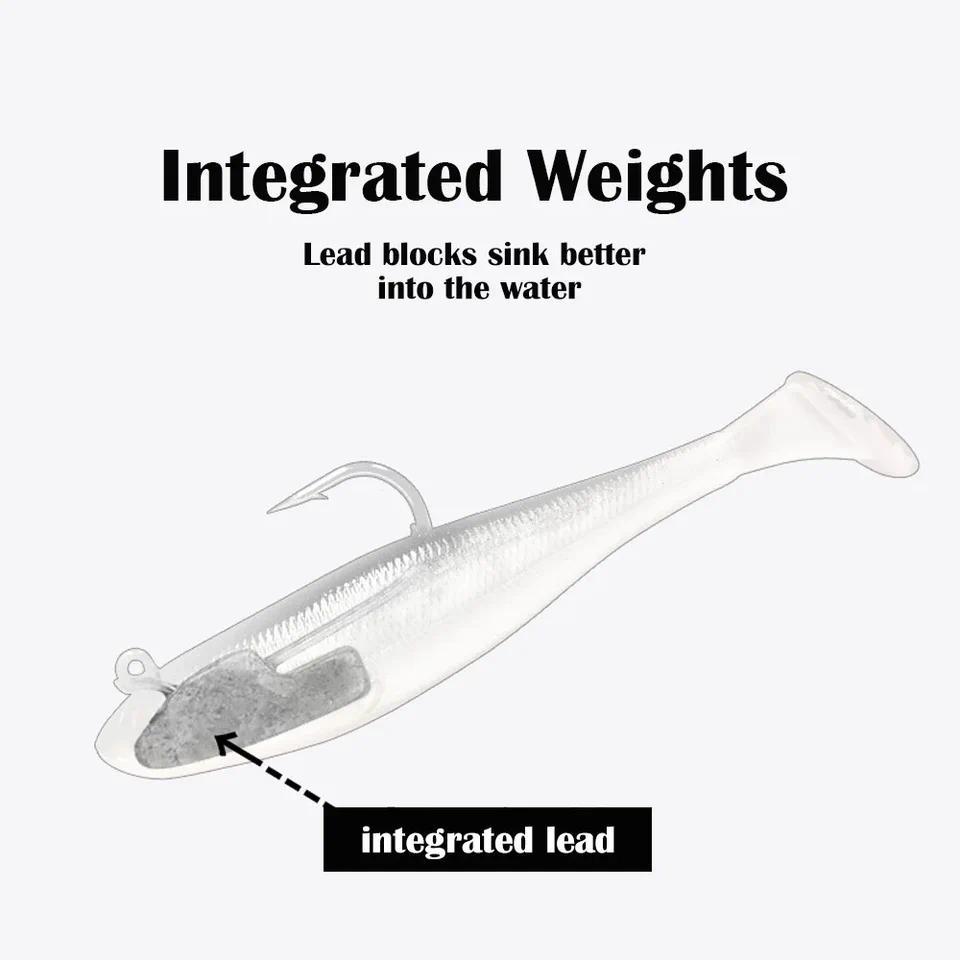 THORFORCE Soft T-Tail Fishing Lure Artificial Bait Wobbler Walleye Perch Bass Pike Paddle Tail Swimb
