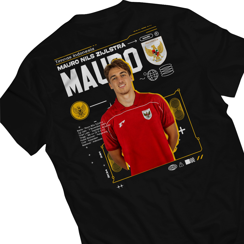 Baju Kaos Mauro Zijlstra Timnas Indonesia Streetwear New Series Combed 30s Official Pemain Timnas In