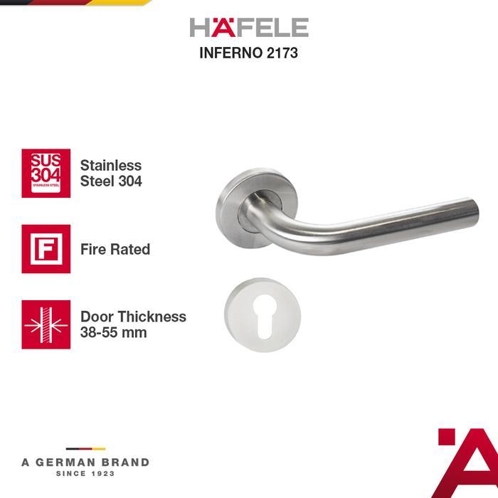 Hafele Inferno 2173 Gagang Kunci Pintu/Pintu Rumah Satin Stainless Steel 304 - Pegangan Pintu Set Mo
