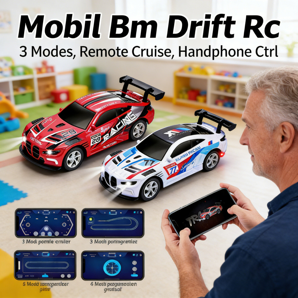 control drift mobil Remote 2.4G mini 1:64, ulang tahun anak hadiah mobil handphone 3 gear cruise
