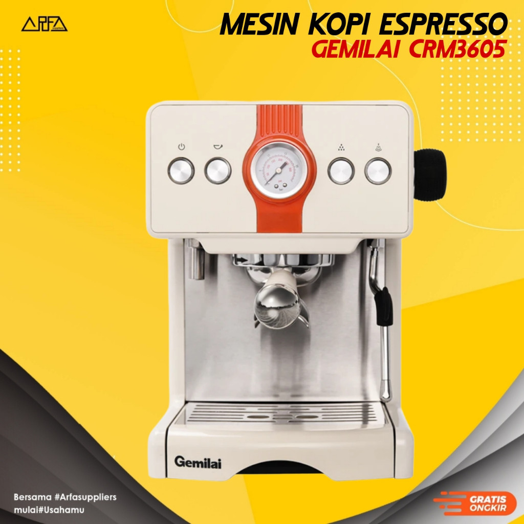 Gemilai Mesin Kopi Espresso Low Watt 15bar CRM3605