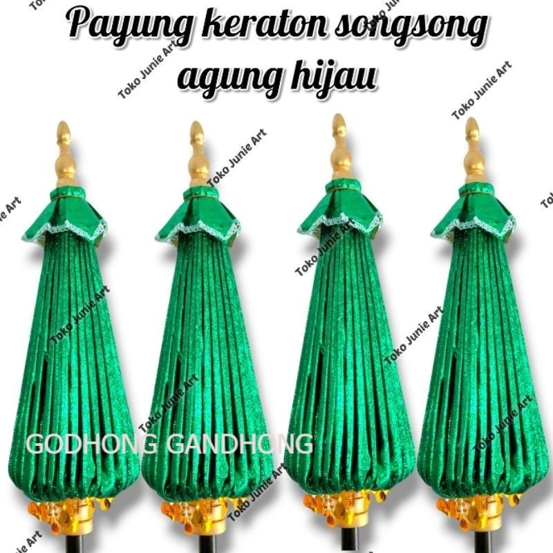 Payung keraton Songsong agung payung dekorasi payung tedung payung jaranan hijau polos LSP2