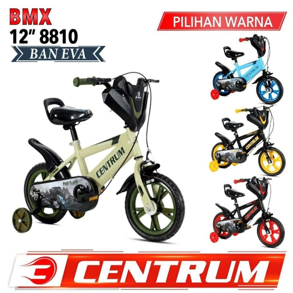 Sepeda Anak BMX 12 Centrum Ban Eva Tongkat Murah / Sepeda Cowok Anak BMX Centrum Ban Busa Eva