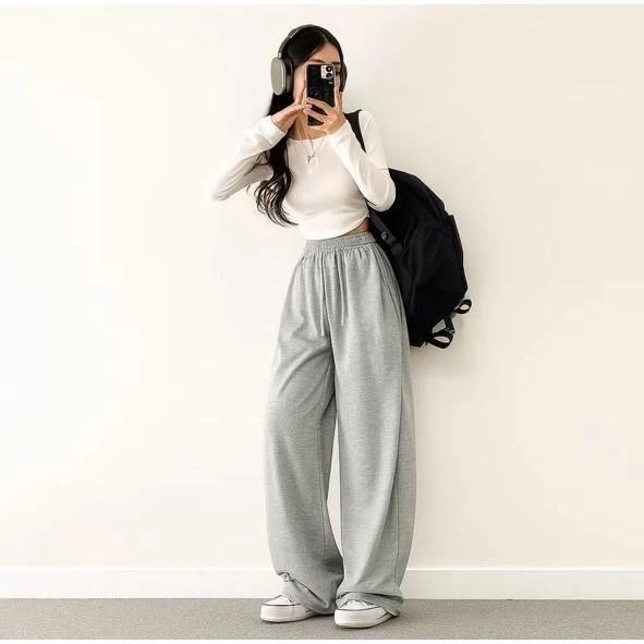Celana Baggy Pants Sweatpants Celana Loosepants Skena Fleece  Joger Wanita/Pria Unisex Olahraga Sant