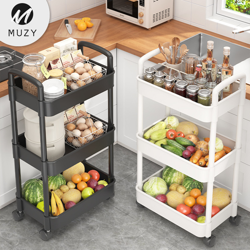 Muzy Rak Troli Dapur Dorong Serbaguna Rak Salon Kamar Mandi Removable Rak Penyimpanan HRK516