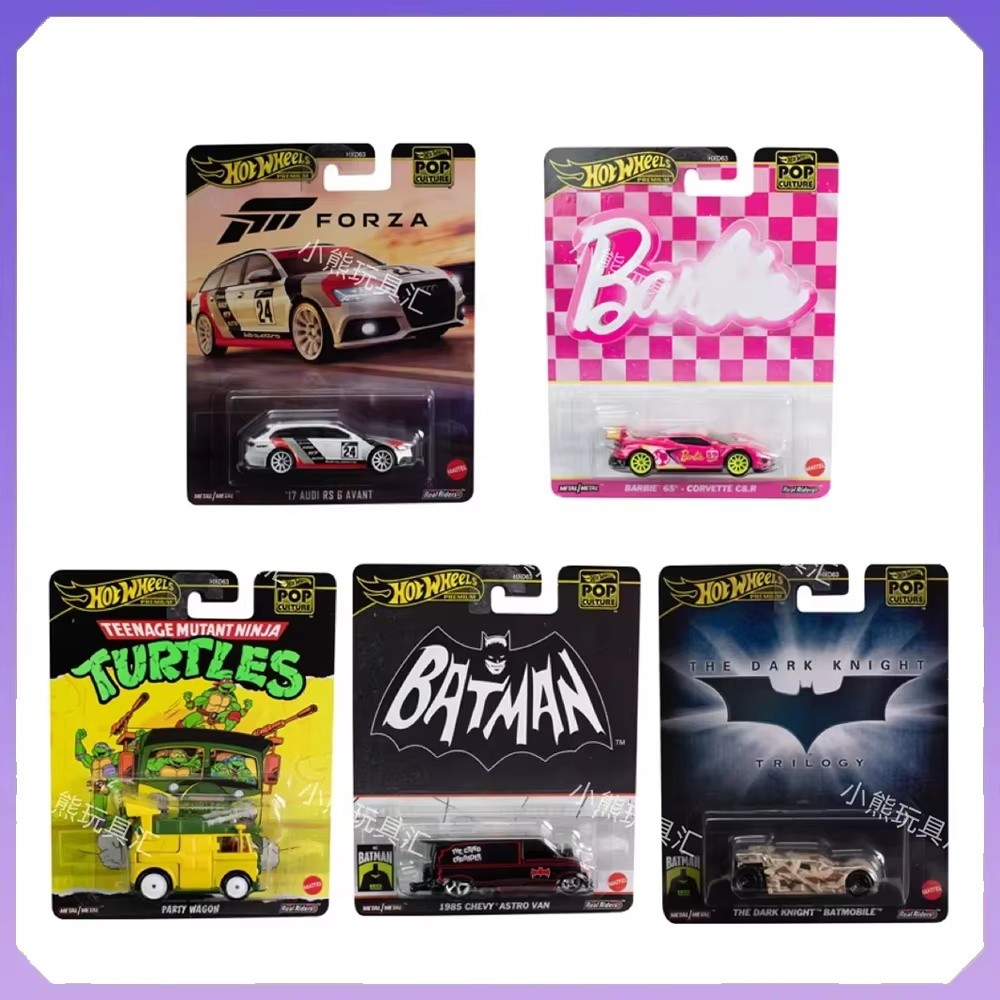 Hot Wheels Premium Pop Culture Series Action Figures Car Model Hxd63 1/64 Alloy Batmobile Ninja Turt