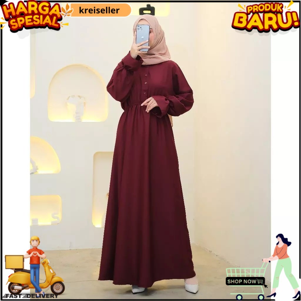 Dress Gamis Wanita Muslim Terbaru Mewah / Dress Gamis Polos Kondangan Simple dan Elegan