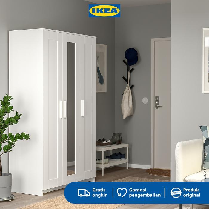 IKEA BRIMNES Lemari Pakaian 3 Pintu dengan Cermin 117x190 cm Furniture