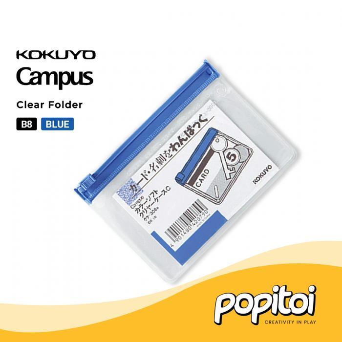 Kokuyo KUKE 308 304 306 Soft Clear Case B8 B4 B6 A4 Folder Bank Book Transparant - KUKE-308 (B8) BLU