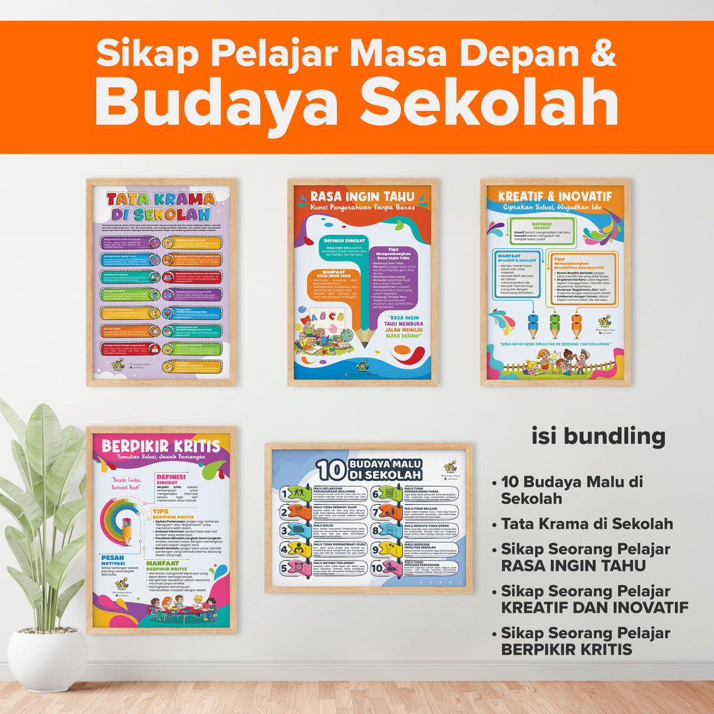 Poster 10 BUDAYA MALU & TATA KRAMA DI SEKOLAH Dekorasi Hiasan Kelas Sekolah Agustusan Dekorasi Hiasa