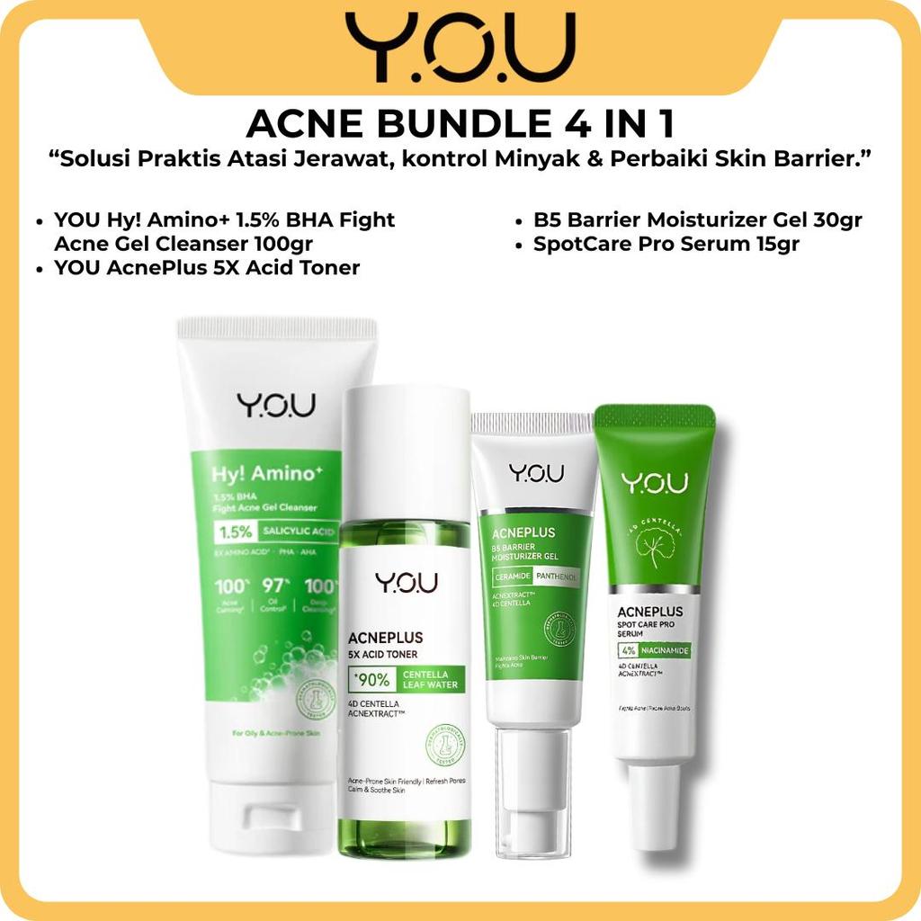 YOU Acne Care 4in1 Paket Skincare Jerawat Cleanser Toner Moisturizer Spot Care