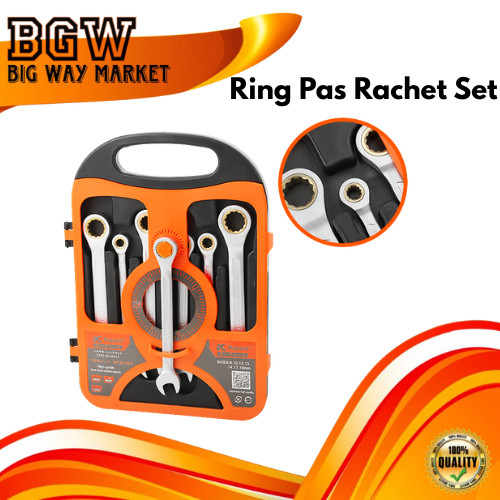 Kapusi Kunci Ringpas Rachet Kuningan 1 Set 8-19 MM K-7732