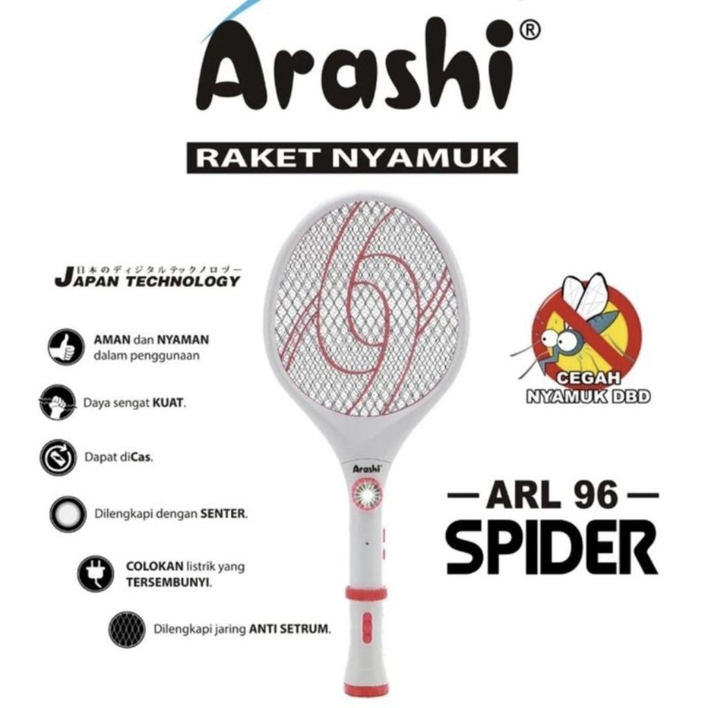 raket nyamuk arashi ARL 96 Spider