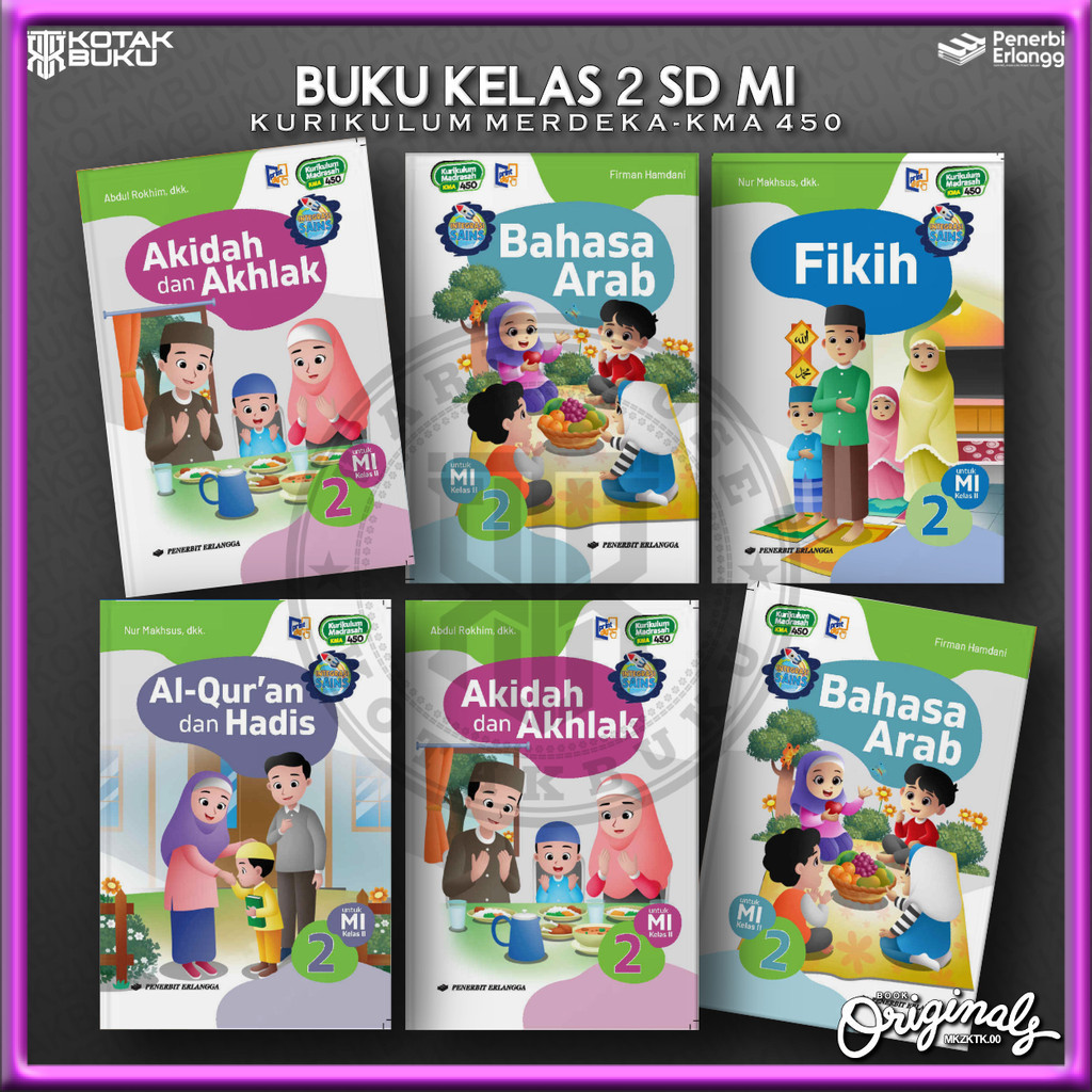 [ Erlangga ] Buku Kelas 2 MI SD / Madrasah Ibtidaiyah / Kurikulum Merdeka / KMA 450