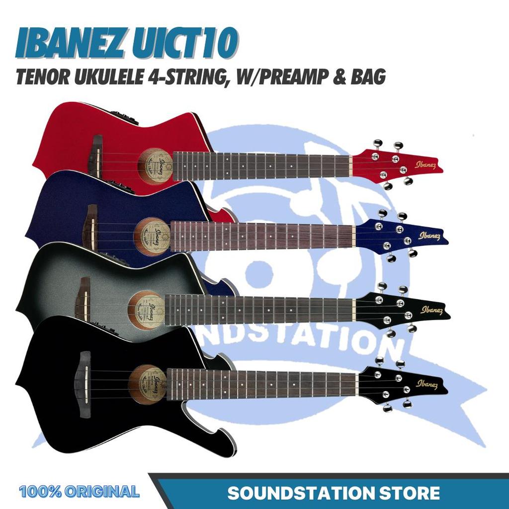 Ibanez UICT10 Tenor Ukulele 4-String w/Preamp & Bag - Ukulele Tenor 4-senar Original Asli