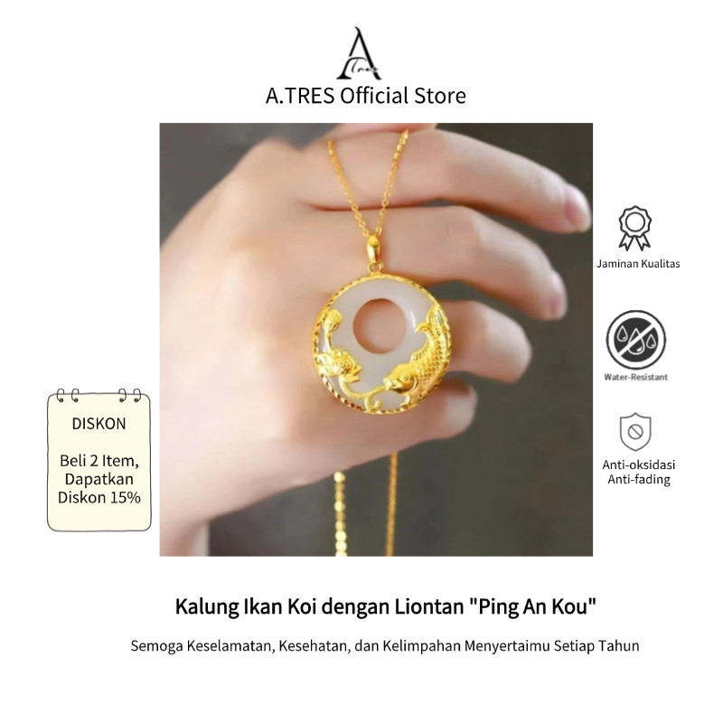 Kalung Collar Wanita Dengan Liontin Koi, Bunga & Lotus Kalung Emas Wanita Kalung Wanita Kalung Emas 