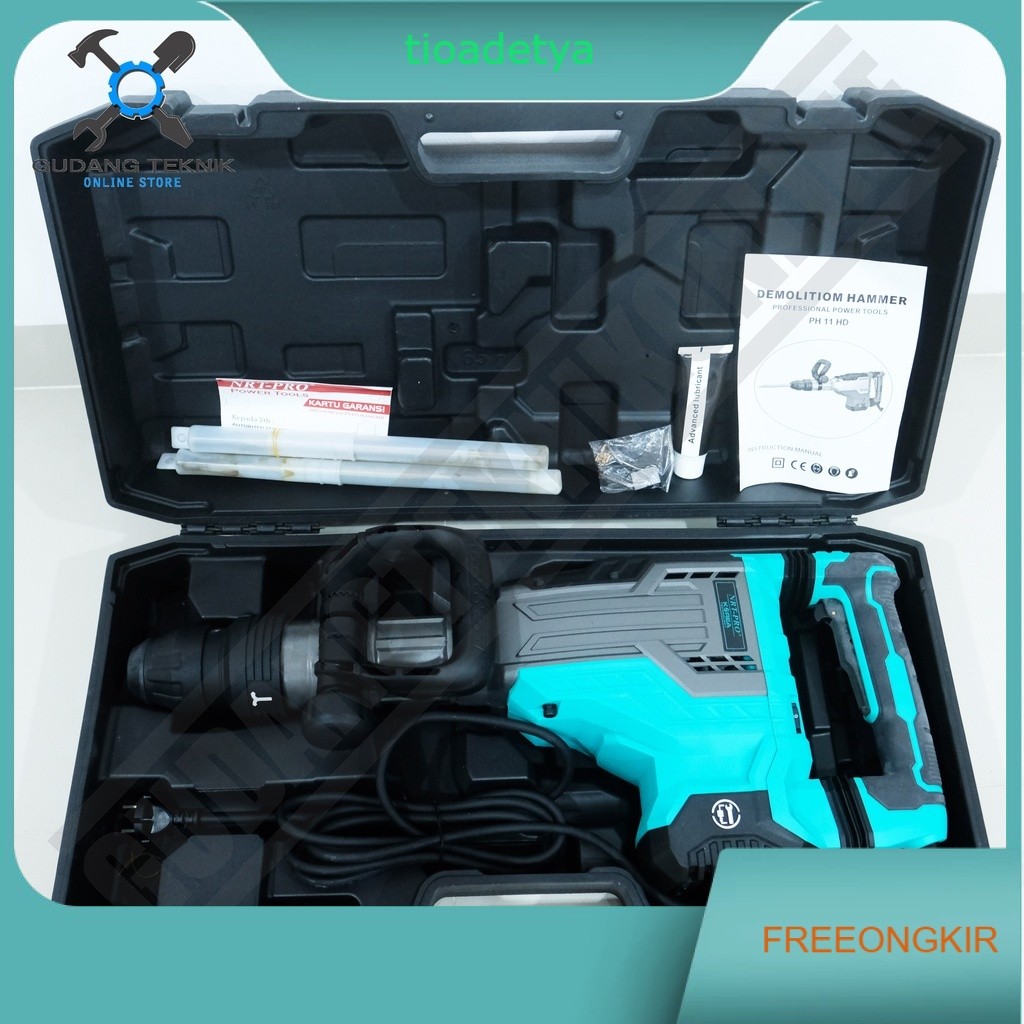 DEMOLITION HAMMER NRT PRO PH11HD / Mesin Bor Bobok Tembok Beton PH 11 HD - Jack Hammer NRT-PRO