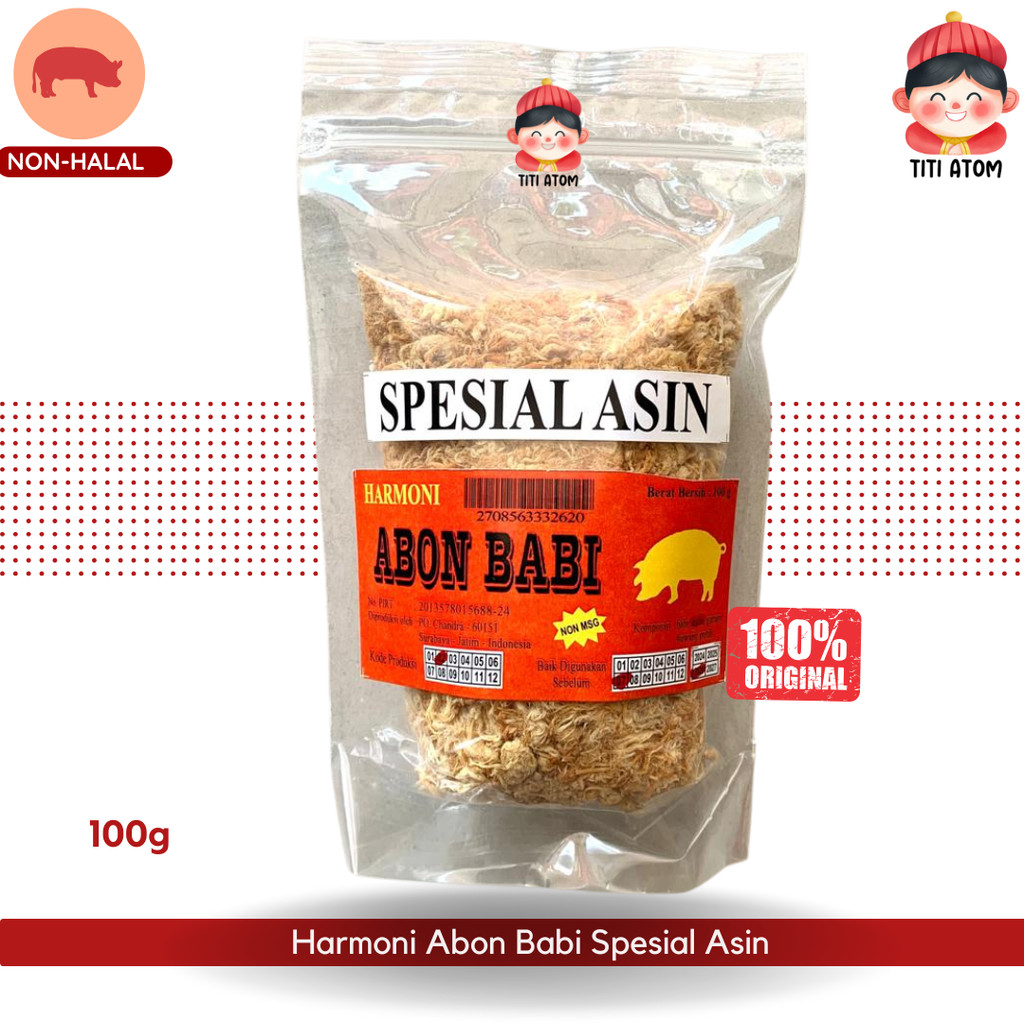 Harmoni Abon Babi Spesial Asin 100g | Pork Floss Gurih | Abon Babi NON HALAL