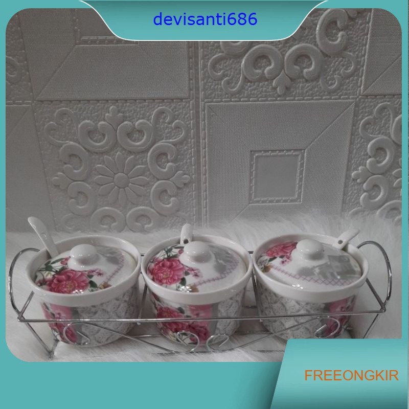 Tempat Bumbu Keramik Motif Bunga Porcelain Fiorenza AK-812Q