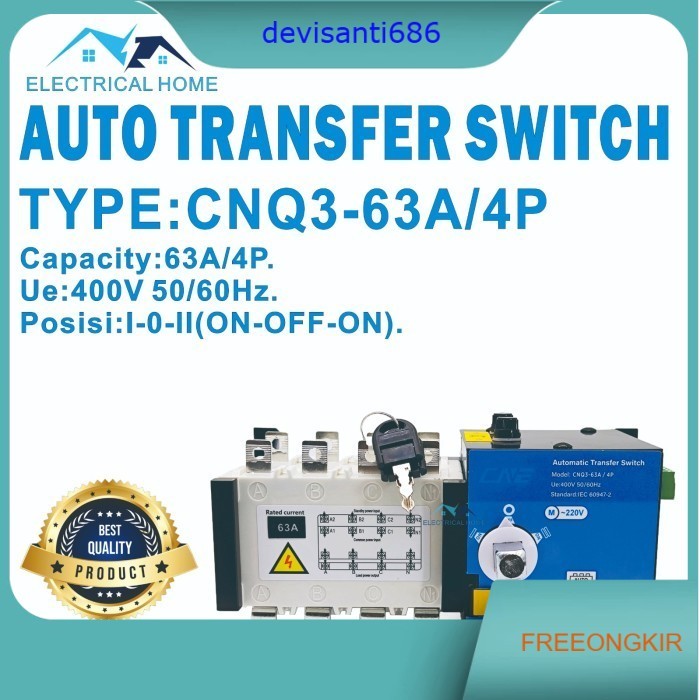 Auto Transfer Switch ATS 4P 63A/Motorized Ohm Saklar 63A