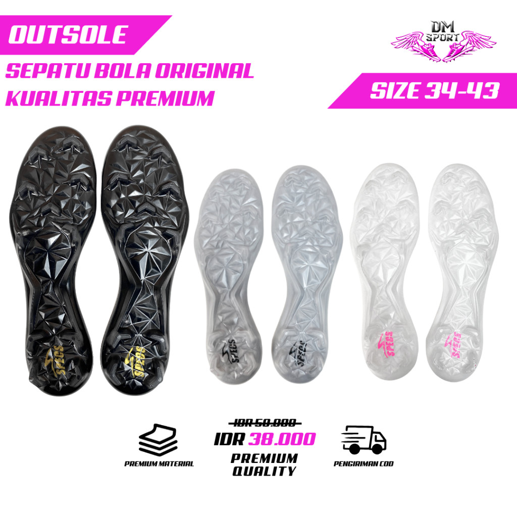 ( Leon Co ) Outsole-Sol Telapak Sepatu Bola Specs Original Size 34-43