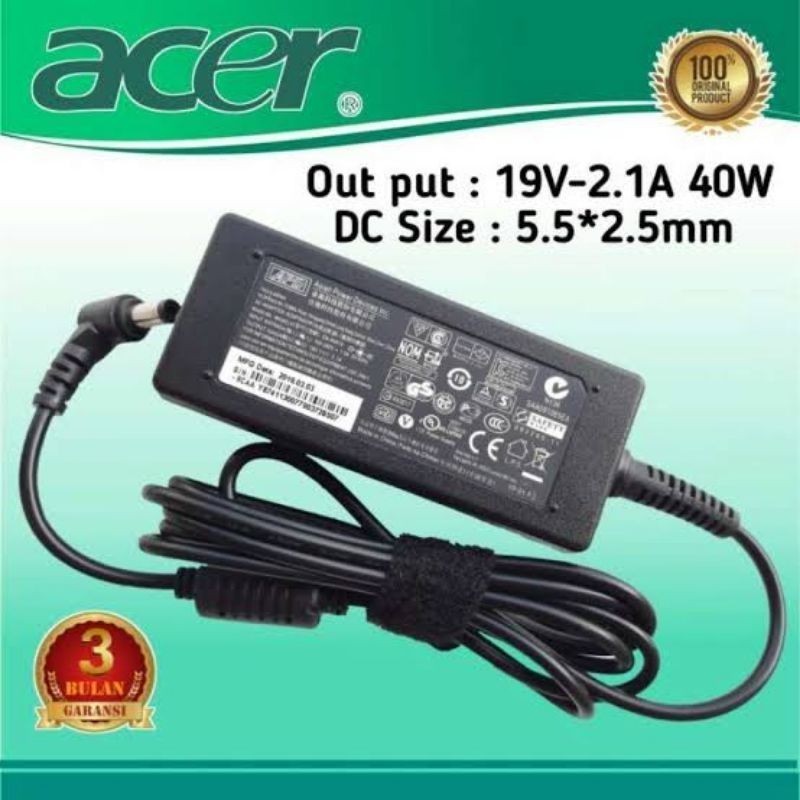 Adaptor Charger Casan Cas Original Laptop Acer 19V 2.1A 5.5x2.5mm