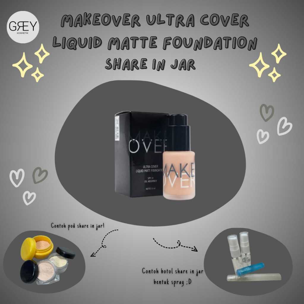 Make Over Ultra Cover Liquid Matt Foundation Kemasan Share In Jar Ukuran 1 Gram 3 Gram Dan 5 Gram Al