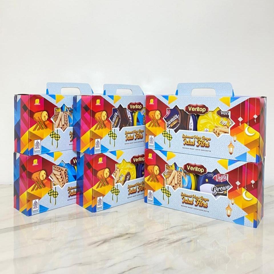 (1BOX 2 KALENG ) PAKET VERITOP GIFT BOX IDUL FITRI HAMPERS EGG ROLL ISI 2 KALENG