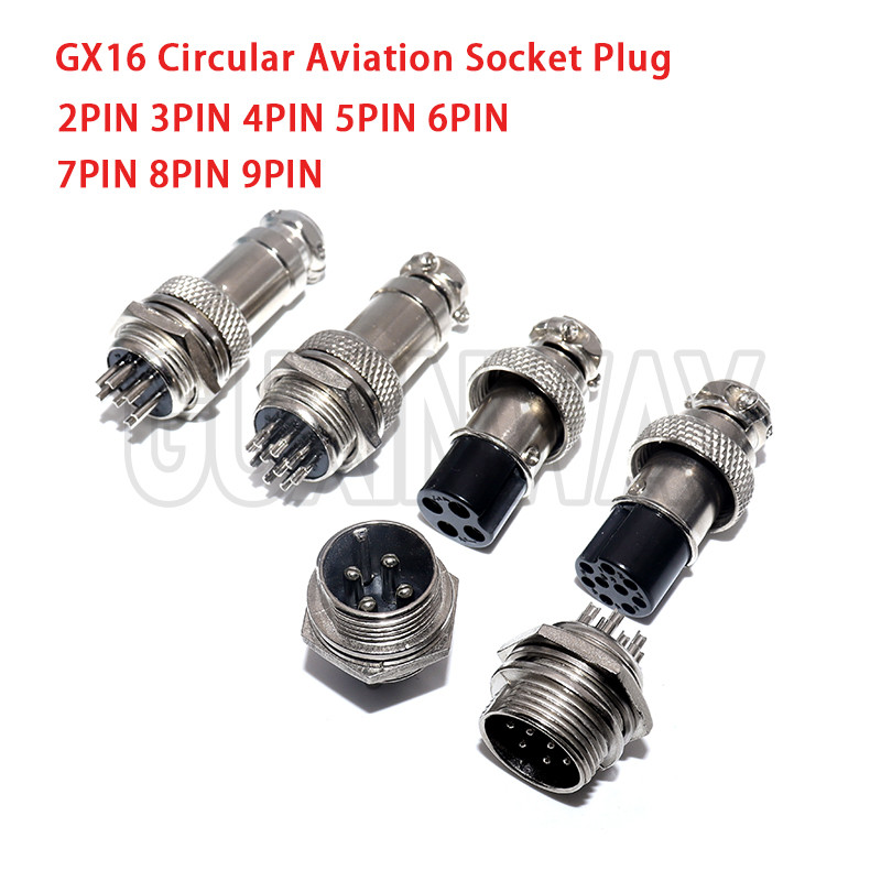 1Set GX16 2/3/4/5/6/7/8/9 Pin Male & Female 16mm Metal Circular Aviation Connector Socket Plug 2PIN 
