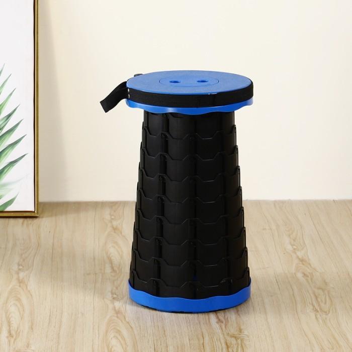 KURSI LIPAT BULAT PORTABLE BANGKU LIPAT OUTDOOR KURSI PANCING PLASTIK - DELICHAIR-BLUE