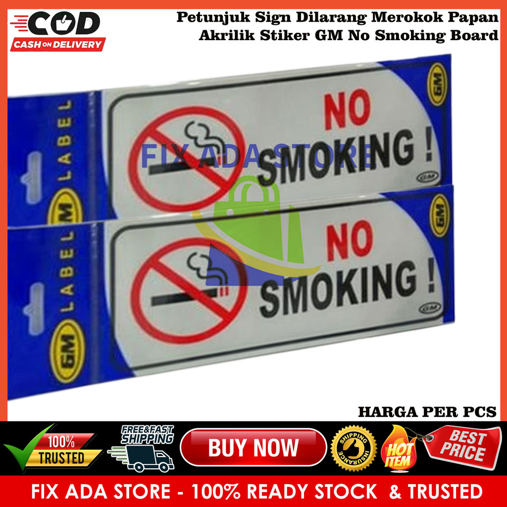 Acrylic Sign Dilarang Merokok Papan Peringatan Akrilik Label Stiker No Smoking Dinding Kaca Pintu Ma