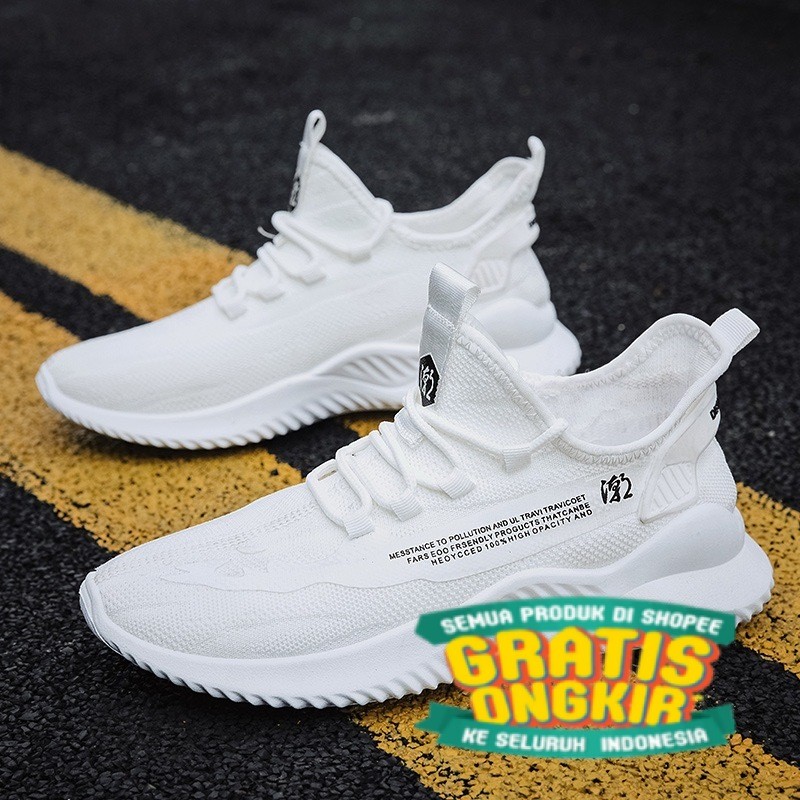 SEPATU SNEAKERS WARNA PUTIH POLOS PRIA COWOK STYLE CASUAL KEREN KEKINIAN/ keren cool