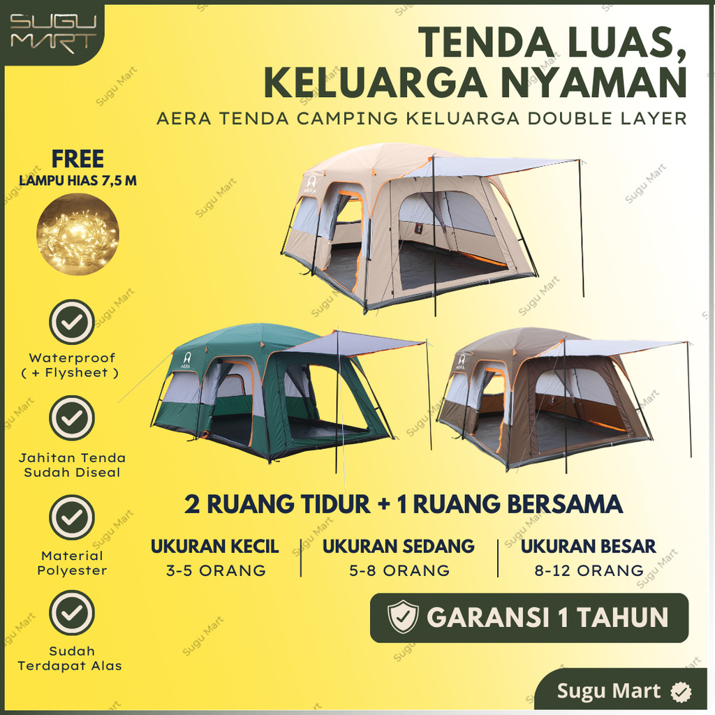 [ GARANSI 1 TAHUN ] Tenda Camping Keluarga 3 - 4 Orang | 5 - 8 Orang | 8 - 12 Orang | Tenda Camping 