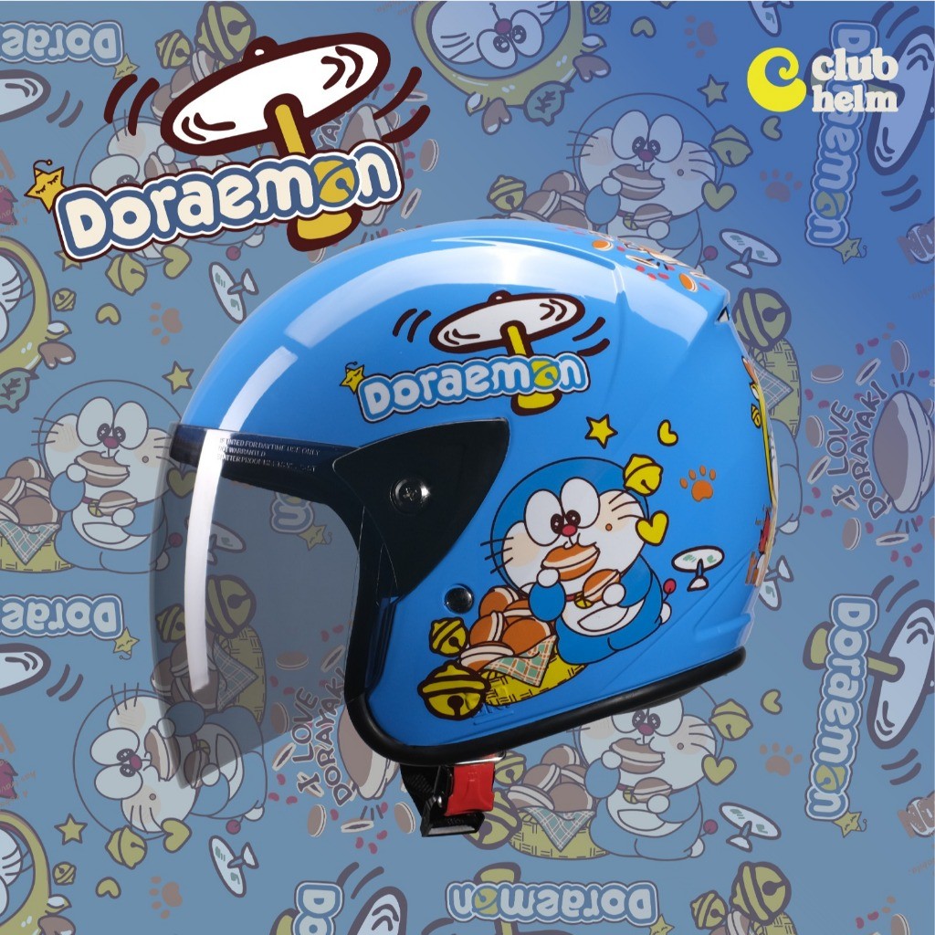 Helm Anak Doraemon Premium Lucu Cewe Cowo Karakter 2 3 4 5 6 7 8 Tahun SNI - Club Helm Jogja